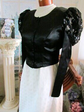 1890s VICTORIAN STYLE ELEGANT JACKET, 9, BLACK w SEQUINED CUTOUT SLEEVES & BACK
